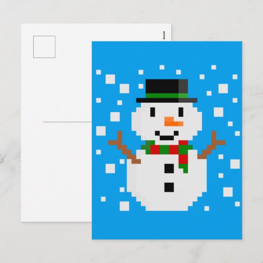 Pixel Art SNOWMAN Feestdagenkaart (Voorkant / Achterkant)