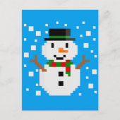 Pixel Art SNOWMAN Feestdagenkaart (Voorkant)