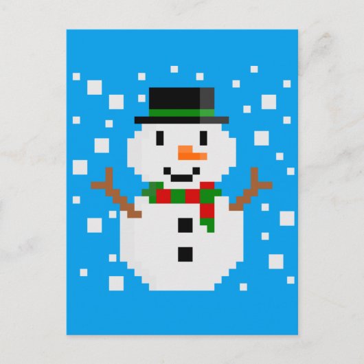 Pixel Art SNOWMAN Feestdagenkaart (Voorkant)