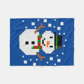 Pixel Art SNOWMAN Fleece Deken (Voorkant (Horizontaal))