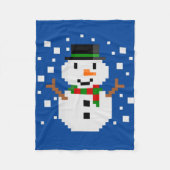 Pixel Art SNOWMAN Fleece Deken (Voorkant)
