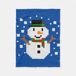 Pixel Art SNOWMAN Fleece Deken
