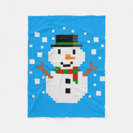 Pixel Art SNOWMAN Fleece Deken