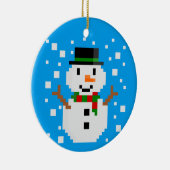 Pixel Art SNOWMAN Kerstornament Keramisch Ornament (Rechts)