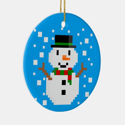Pixel Art SNOWMAN-kerstversiering Keramisch Ornament (Rechts)