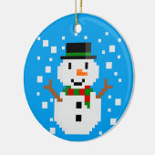 Pixel Art SNOWMAN-kerstversiering Keramisch Ornament (Links)