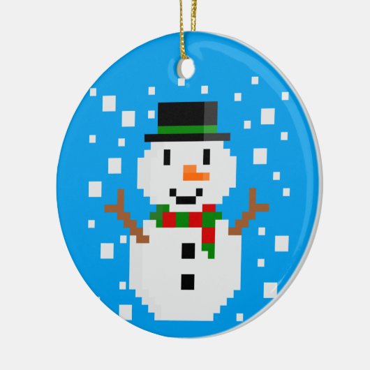 Pixel Art SNOWMAN-kerstversiering Keramisch Ornament (Links)