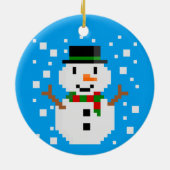 Pixel Art SNOWMAN-kerstversiering Keramisch Ornament (Achterkant)