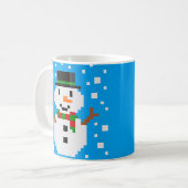 Pixel Art SNOWMAN Koffiemok (Voorkant links)