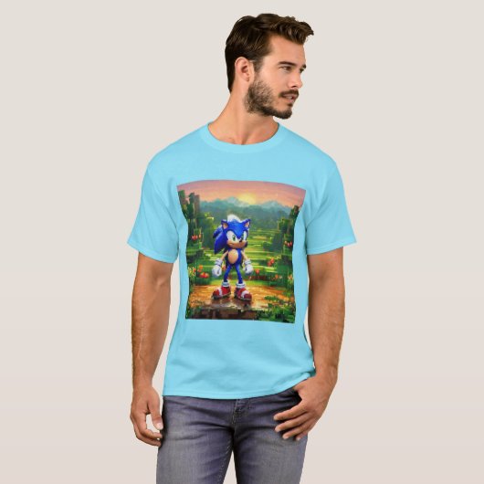 Pixel Art Sonic T-shirt (Voorkant volledig)