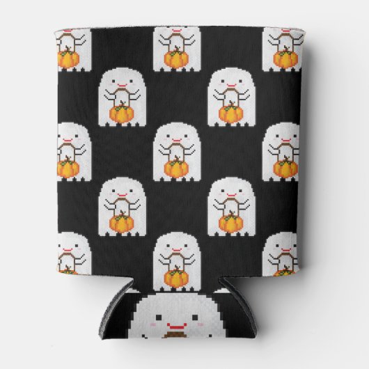 Pixel art spook: Halloween patroon Blikjeskoeler (Voorkant)