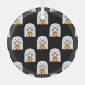 Pixel art spook: Halloween patroon Glas Ornament (Voorkant)