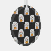 Pixel art spook: Halloween patroon Glas Ornament (Voorkant Rechts)
