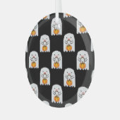 Pixel art spook: Halloween patroon Glas Ornament (Voorkant links)