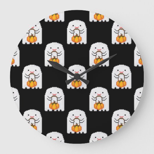 Pixel art spook: Halloween patroon Grote Klok (Voorkant)
