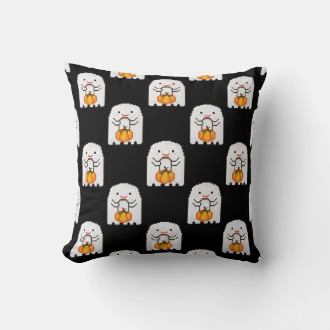 Pixel art spook: Halloween patroon Kussen (Voorkant)