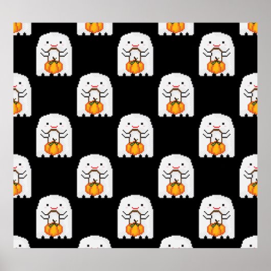 Pixel art spook: Halloween patroon Poster (Voorkant)