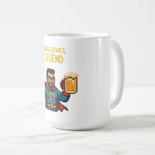 Pixel Art Superheld Dad Mok, Vaderdag Gift Koffiemok (Voorkant rechts)