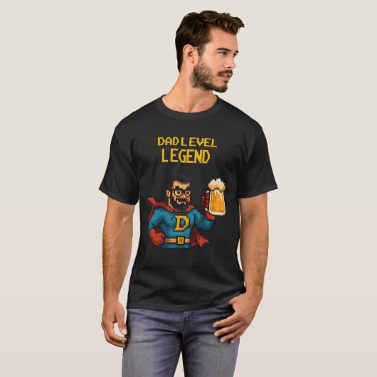 Pixel Art Superhero Dad T-shirt, Vaderdag Gift T-shirt (Voorkant volledig)