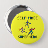 Pixel Art Superheroes Sleutelhanger Ronde Button 4,0 Cm (Voorkant /achterkant)