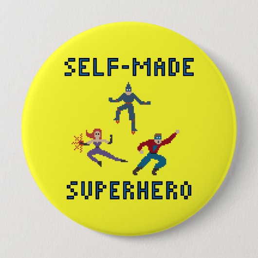 Pixel Art Superheroes Sleutelhanger Ronde Button 4,0 Cm (Voorkant)
