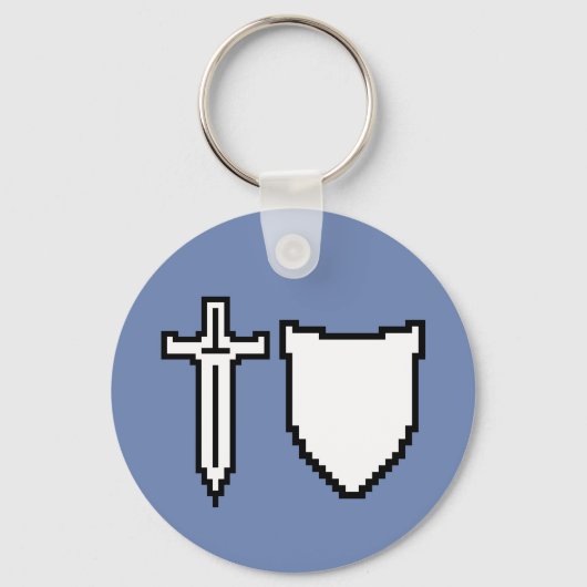 Pixel Art Sword and Shield Sleutelhanger (Voorkant)