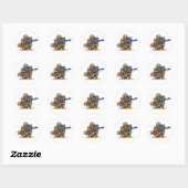 Pixel Art Tactische Sluipschutter Soldaat Woestijn Ronde Sticker (Vel)