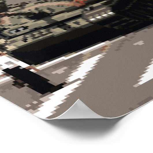 Pixel Art Tank Man (Geschiedenis in pixels) Poster (Hoek)