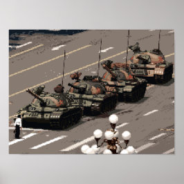Pixel Art Tank Man (Geschiedenis in pixels) Poster