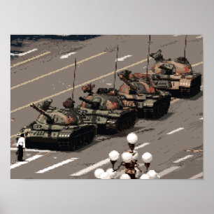 Pixel Art Tank Man (Geschiedenis in pixels) Poster