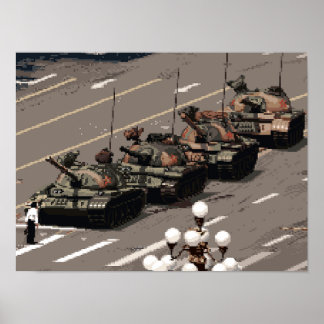 Pixel Art Tank Man (Geschiedenis in pixels) Poster