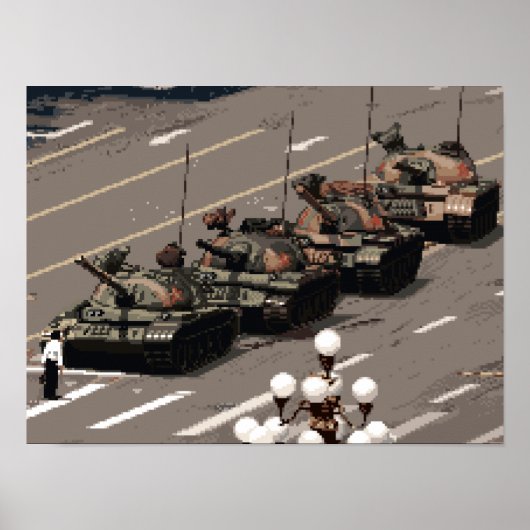 Pixel Art Tank Man (Geschiedenis in pixels) Poster (Voorkant)