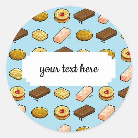 Pixel Art Tasty Cookie Biscuit Patroon Ronde Sticker (Voorkant)