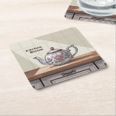 Pixel Art Theepot Keuken Onderzetter Set (Schuin)