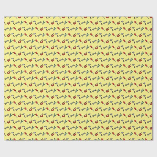 Pixel Art Tool Patroon Met Hamer Bankschroef En Ta Cadeaupapier (Vlak)