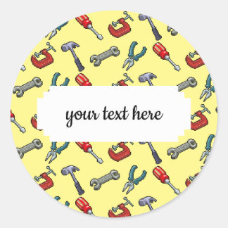 Pixel Art Tool Patroon Met Hamer Bankschroef En Ta Ronde Sticker