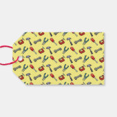 Pixel Art Tool Pattern met Hammer Vice en Pliers Cadeaulabel (Achterkant Horizontaal)