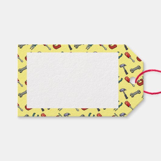 Pixel Art Tool Pattern met Hammer Vice en Pliers Cadeaulabel (Voorkant (Horizontaal))