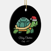 Pixel Art Turtle Tortoise Santa Hat Keramisch Ornament (Rechts)