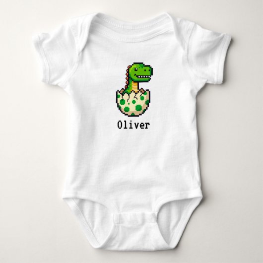Pixel Art Uitbroedende Dinosaur – 8-Bit Retro Game Romper (Voorkant)