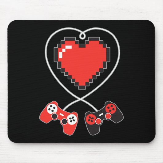Pixel Art Video-game Controller Valentijnsdag Gam Muismat (Voorkant)