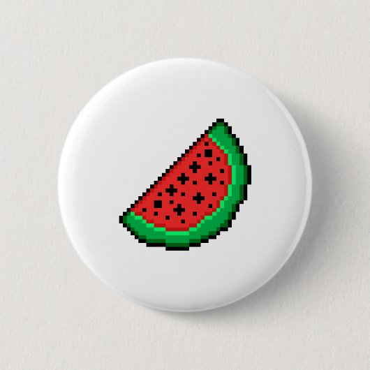 Pixel art watermeloenportie ronde button 5,7 cm (Voorkant)