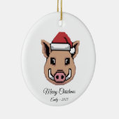 Pixel Art Wild Boar Warthog Santa Hat Gift Keramisch Ornament (Rechts)
