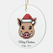 Pixel Art Wild Boar Warthog Santa Hat Gift Keramisch Ornament (Links)