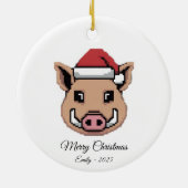 Pixel Art Wild Boar Warthog Santa Hat Gift Keramisch Ornament (Achterkant)