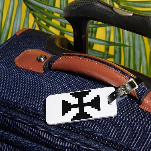 Pixel Art Zwart Kruis Symbool Bagagelabel
