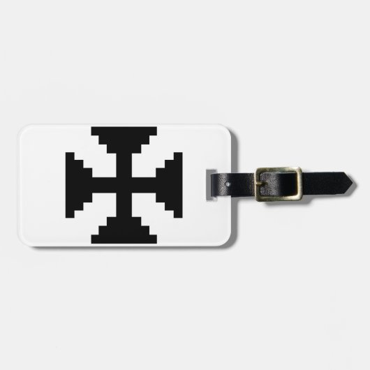 Pixel Art Zwart Kruis Symbool Bagagelabel (Voorkant horizontaal)