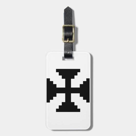 Pixel Art Zwart Kruis Symbool Bagagelabel (Voorkant verticaal)