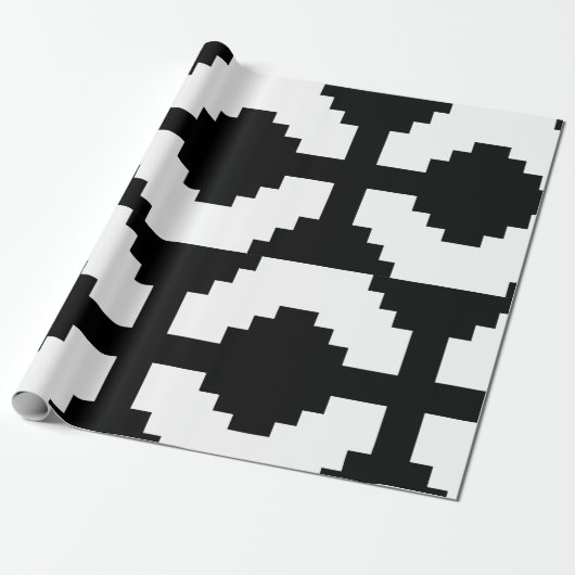 Pixel Art Zwart Kruis Symbool Cadeaupapier (Uitgerold)