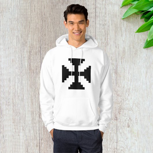Pixel Art Zwart Kruis Symbool Hoodie